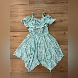 BCBG girls dress teal summer small 7 8 floral flowy